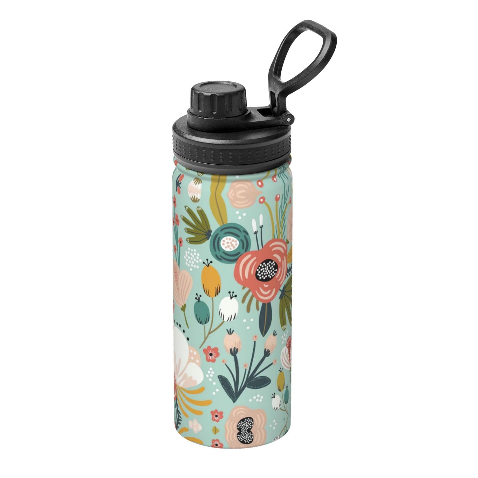 Botella de agua Flowers de acero inoxidable contra el calor en deportes