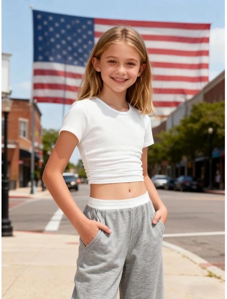 7-14 Years Girls Sizes 2 Piece Casual Set Ruched Short Sleeve Fitted Waist-Cinched Top & Wide Leg Pants - Image 8