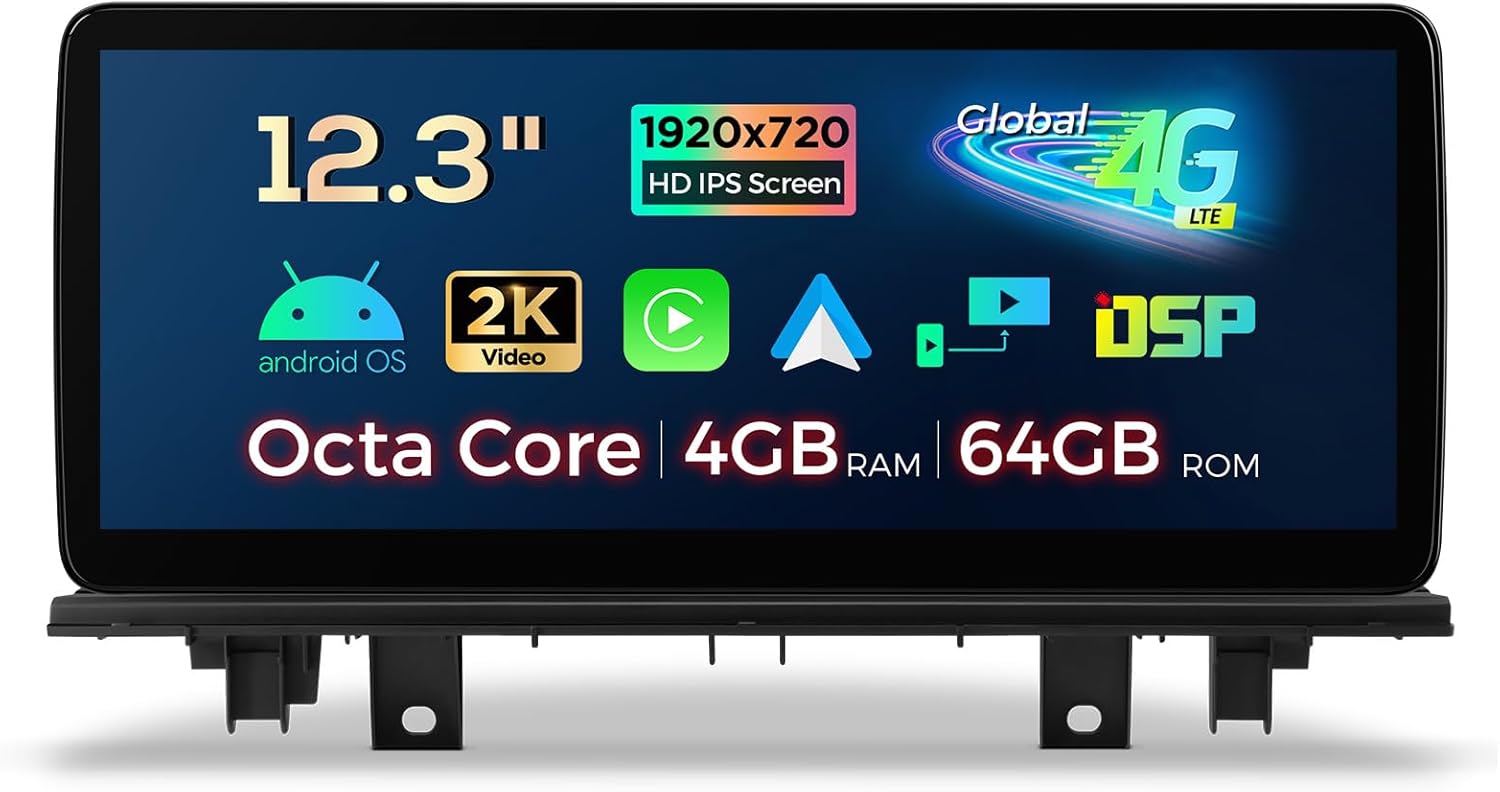 XTRONS 12.3 Inch Android 14 Car Stereo for BMW X1 F48 (2016-2017) NBT System, IPS Touch Screen 4+64GB Global 4G Car Radio GPS Navigation Support Wireless Car Play Android Auto