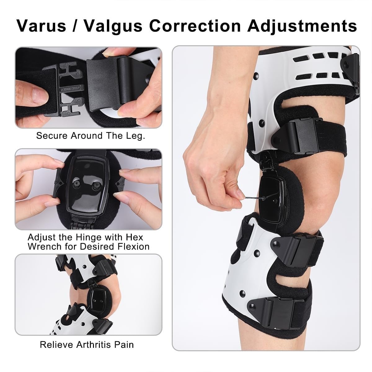 Rodillera De Descarga para Artrosis, Alivio del Dolor De Rodilla por Artritis, Rodillera Ajustable con Rango De Movimiento, para Pierna Izquierda/Derecha para Artritis (Right)