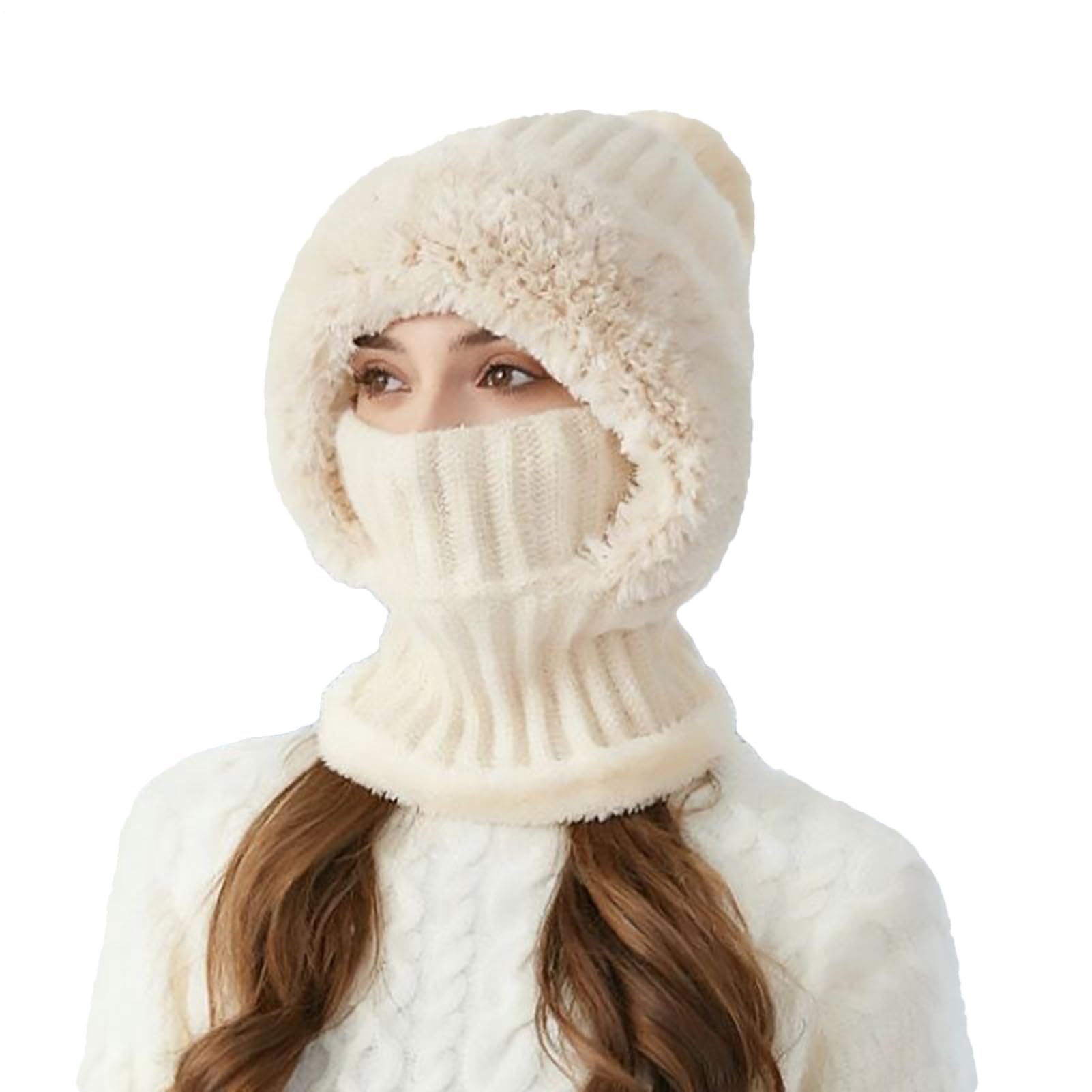 Cappello Beanie 3 In 1 Con Sciarpa E Protezione Per Il Viso, Passamontagna Invernale Foderato In Pile 3 In 1 Invernale Calore Antivento, Berretto InvernaleCaldo Lavorato A Maglia Per Sport All'aria
