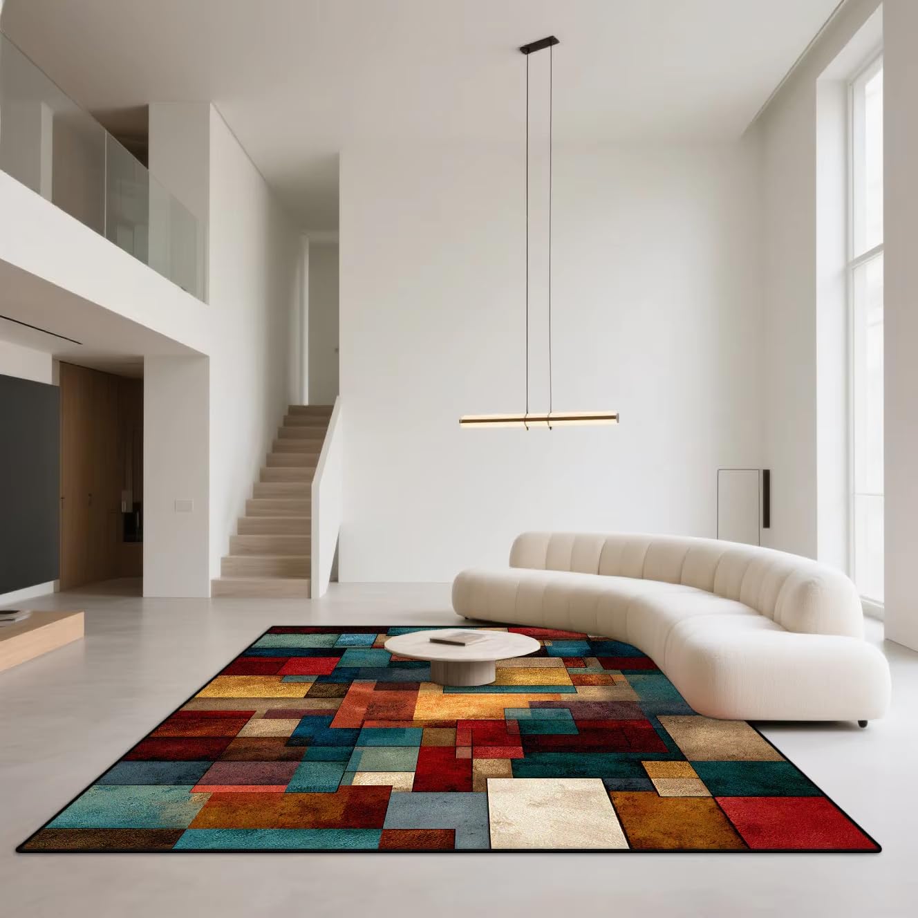 Tapis rétro abstraits en peluche 180x270cm pour salon