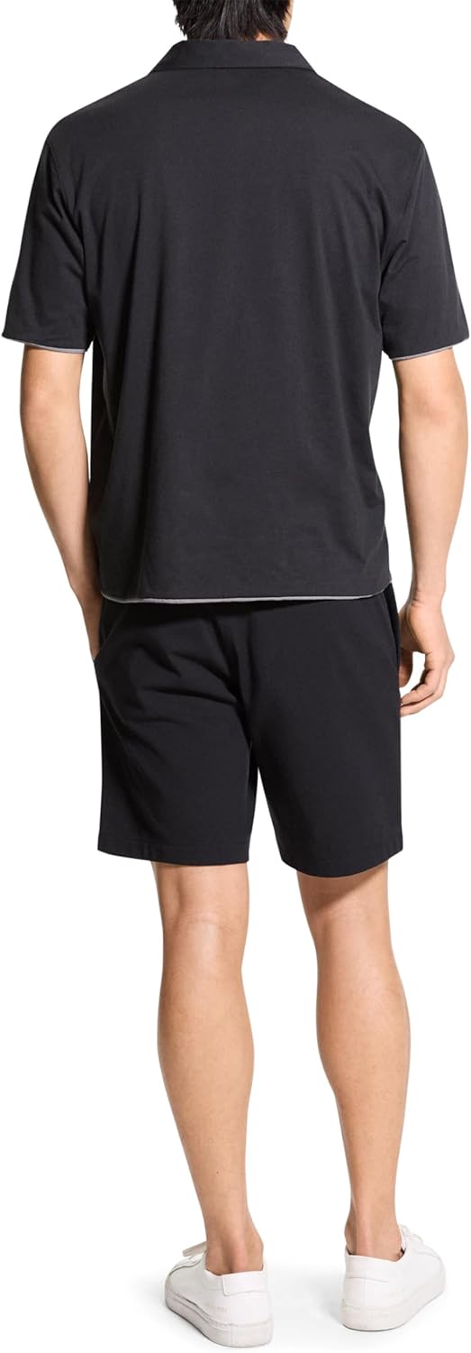 Theory Men's Double Layered Johnny Collar Polo in Foundation Jersey