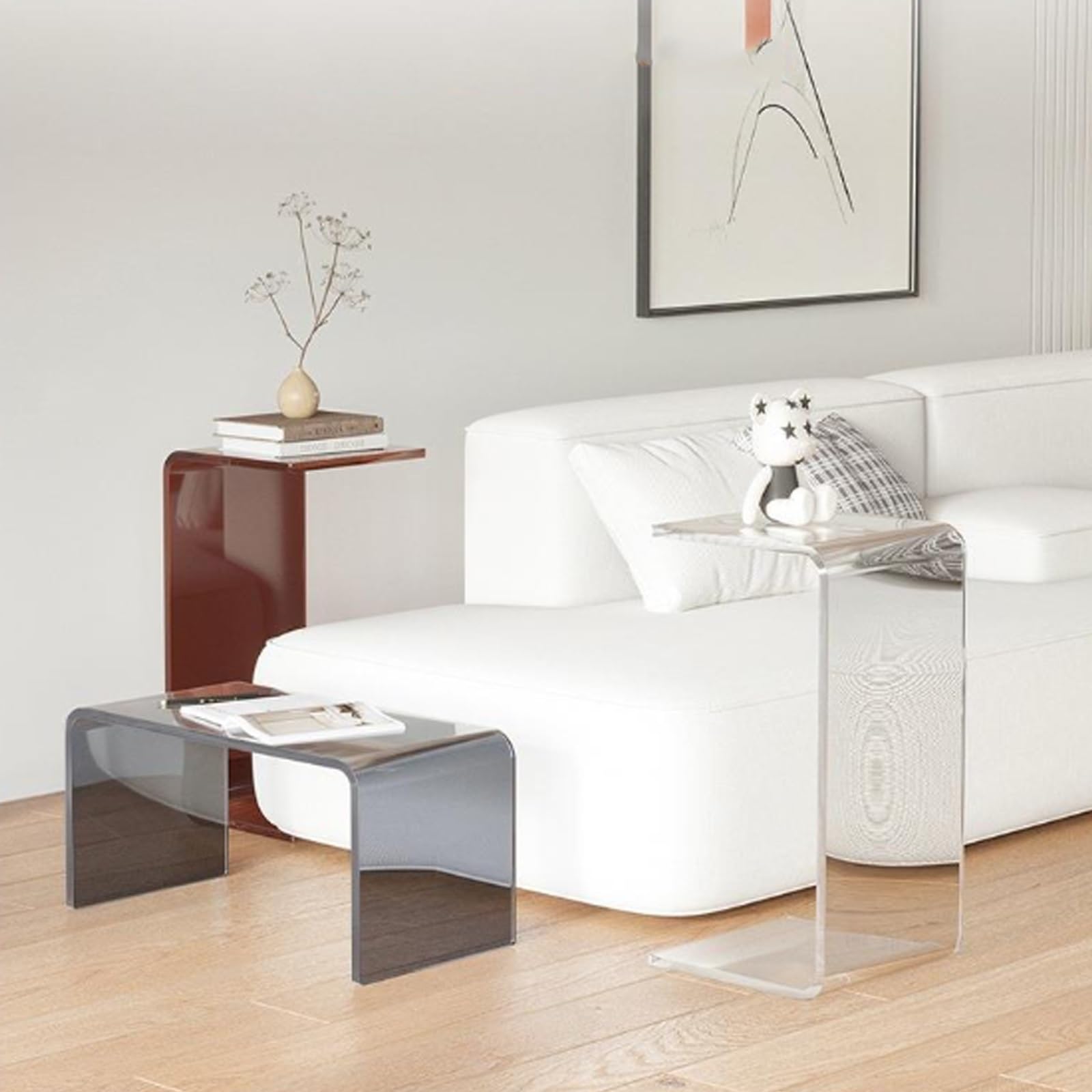 Beistelltische Aus Acryl, Wohnzimmer Couchtisch Acryl Beistelltisch Küche Balkon Couchtisch /Nachttisch Für Wohnzimmer Bett Zimmer Büro, Kleiner Beistelltisch Sofa,moderner Stil ( Color : D , Size : 3