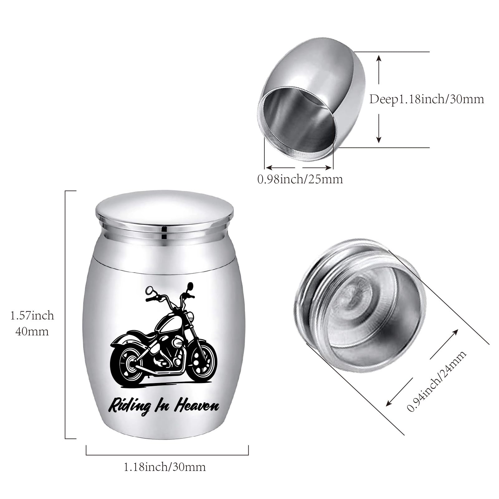 CREATCABIN Motor Bike Urn Small Cremation Urns Alloy Column Riding In Heaven Mini Keepsake Preserve Memorial Ashes Funeral Container Jar Holder for Human Ashes Commemorative Decorative 1.57 x 1.18in - Image 2
