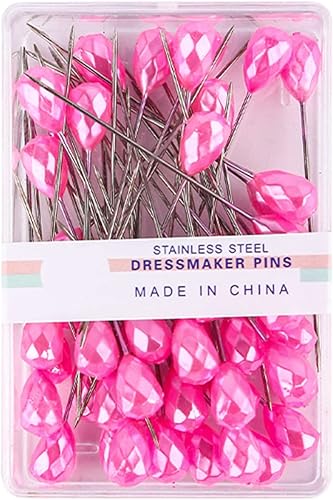 Miniatura 7 de 50 alfileres de costura con caja transparente de 2 pulgadas, alfileres de acolchado de cabeza de diamante de colores, pasadores rectos largos para