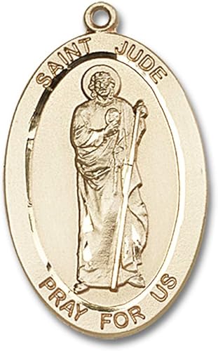 Miniatura 2 de Saint Medal Collection Colgante de San Judas relleno de oro de 1 58 x 1 pulgadas con cadena pesada, Metal