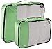 Amazon Basics 4 Piece Packing Travel Organizer Zipper Cubes Set, Medium (2) and Large (2), Green