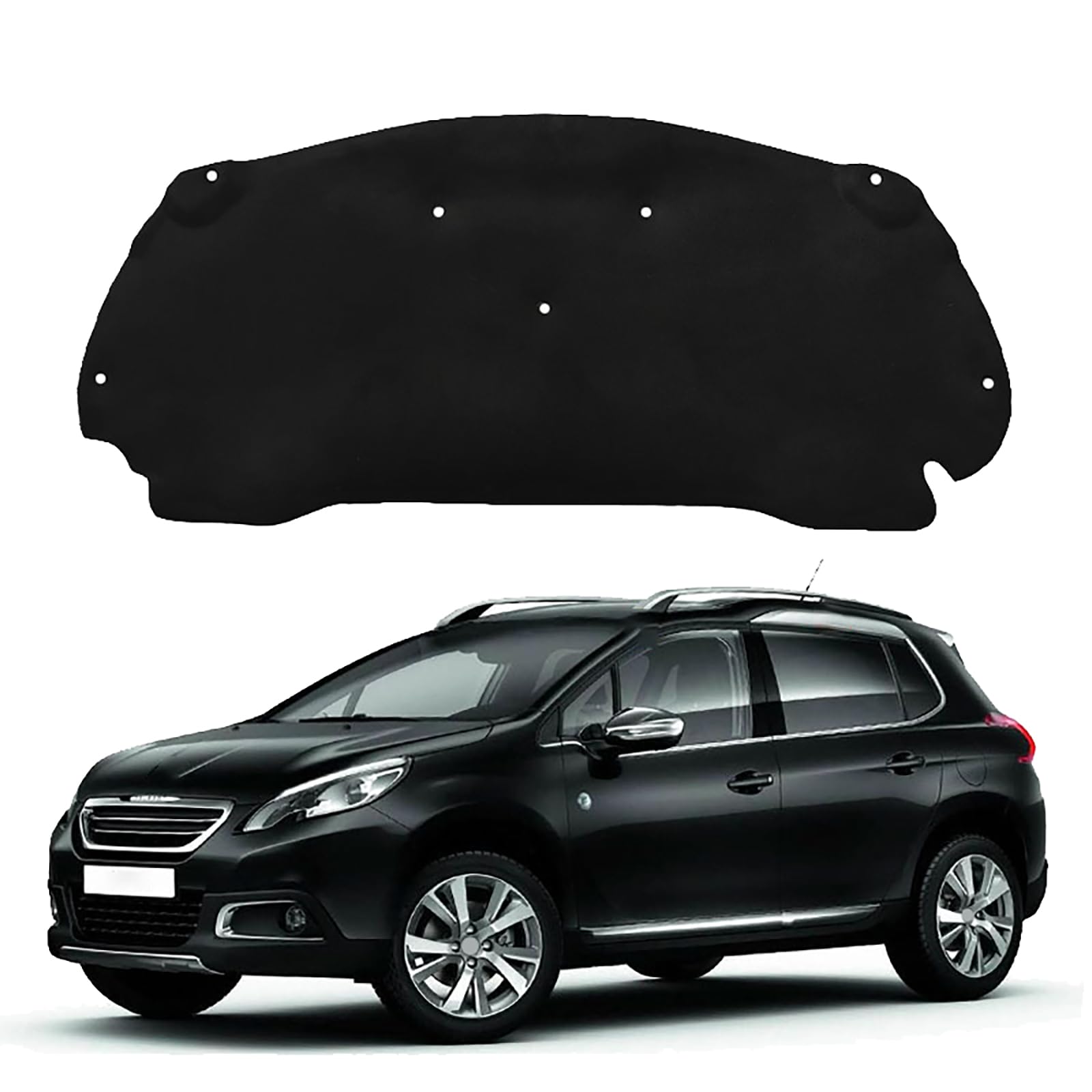 Capot Moteur Insonorisation Isolation Thermique Coton pour Peugeot 2008 2014 2015 2016 2017 2018 2019, Coussin d'isolation Acoustique pour Capot Avant de Voiture