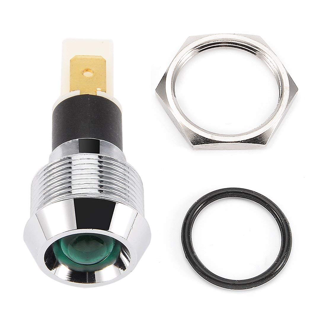 KTM Healthcare® Green : DC 12V 19mm Thread Push-in Mount Stainless Steel Green Concave Head LED Signal Indicator Light-image-41