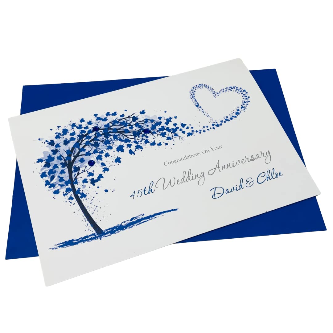 45th Wedding Anniversary Card Sapphire 45 Years (Sweeping Heart) — image 1