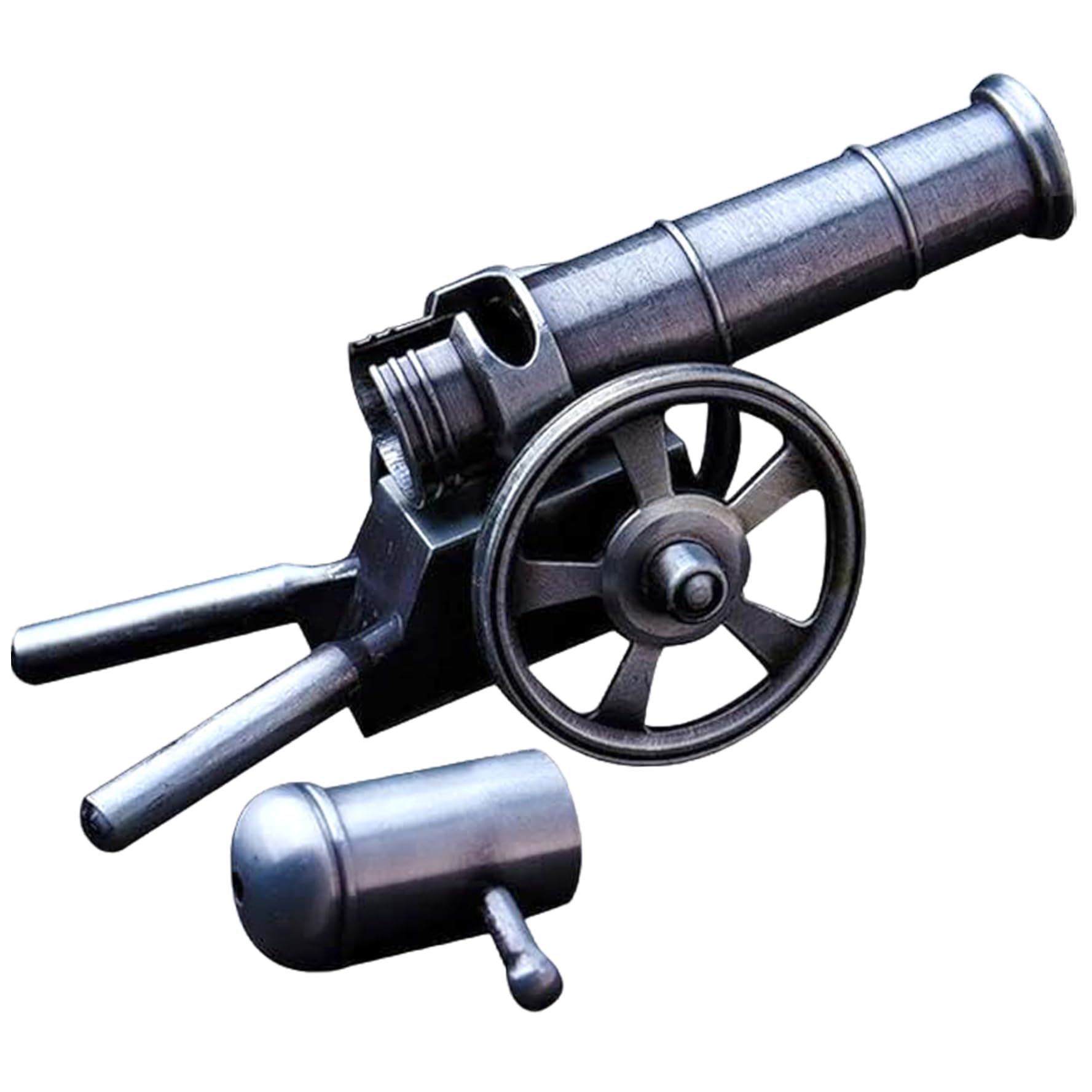 Takingup Toy Cannon, 5 Inch Realistic Proportional Miniature Cannon Mini, Zinc Alloy Toy, Decorative & Educational Silver Mini Firecrackers for Home, office, School