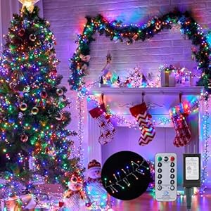 Christmas Tree Lights Outdoor Cluster Lights – 1000 LED 50 Ft Christmas Firecrackers String Lights, 8 Modes Timer Remote Waterproof Plug in Twinkle Fairy Lights for Xmas Tree Garland Window Party