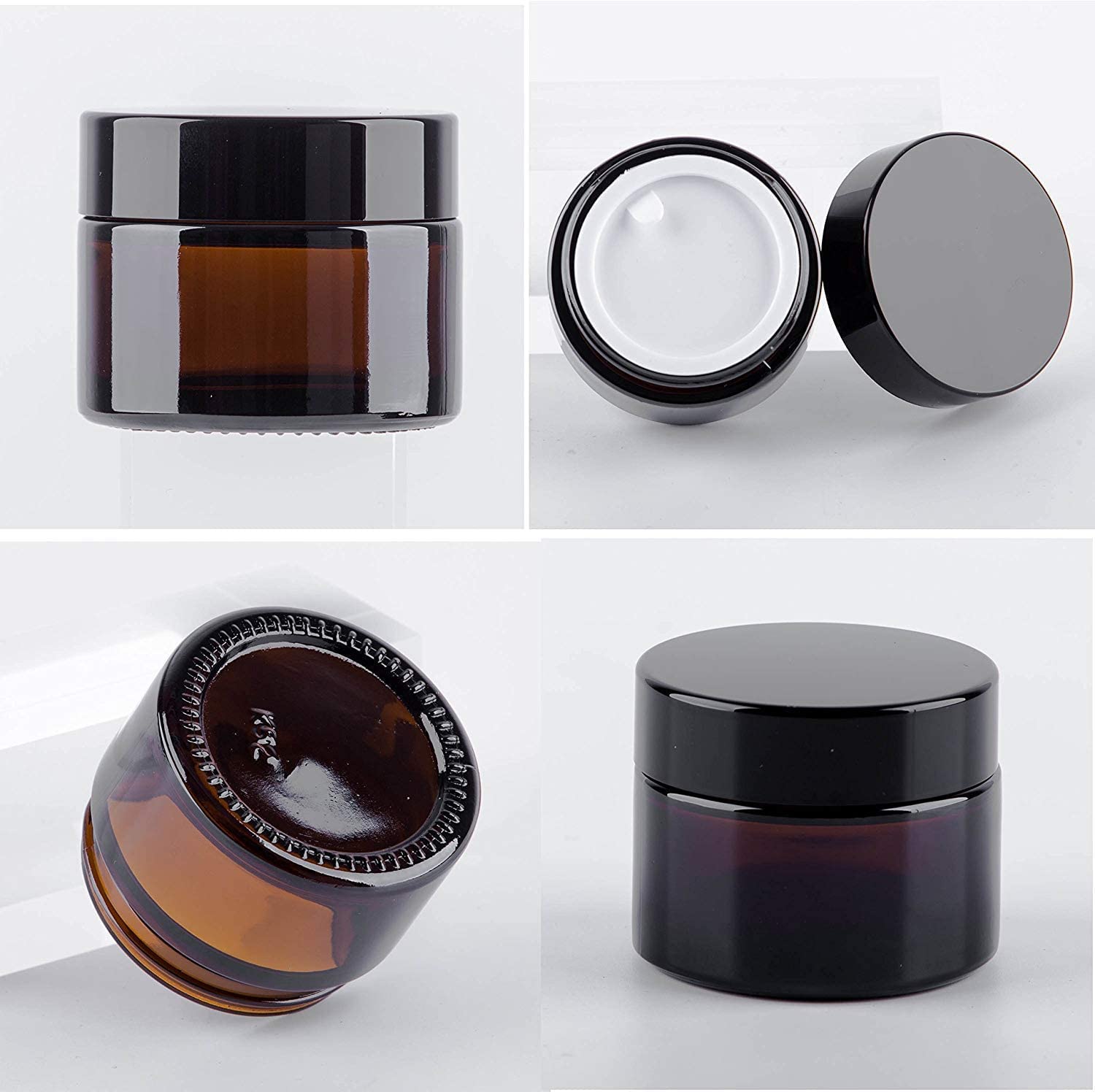 B.H.Industry 30 Gm Amber Round Empty Glass Cosmetic Cream Container | Jars With Gold Cap and White Inner Lids For Creams, Balms, Face Scrub, Body Cream (3)-image-32