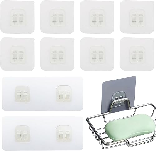 Miniatura 1 de Auswalar Paquete de 10 ganchos adhesivos para regadera, estante de ducha, organizador de baño, organizador de ducha de esquina, repuesto adhesivo