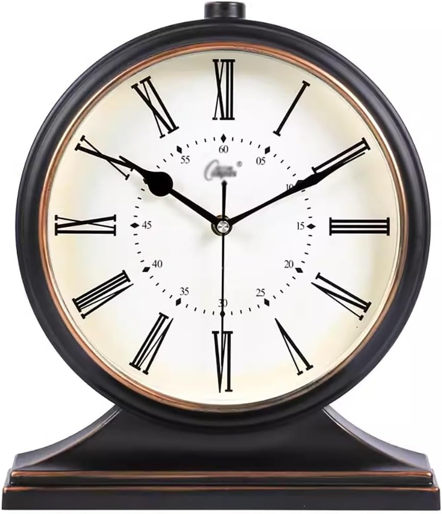 White Mantel Clock,Wood Table Clock Battery Operated,Quartz Silent Movement,Roman Numeral dial,Vintage Clock for Living Room,Office