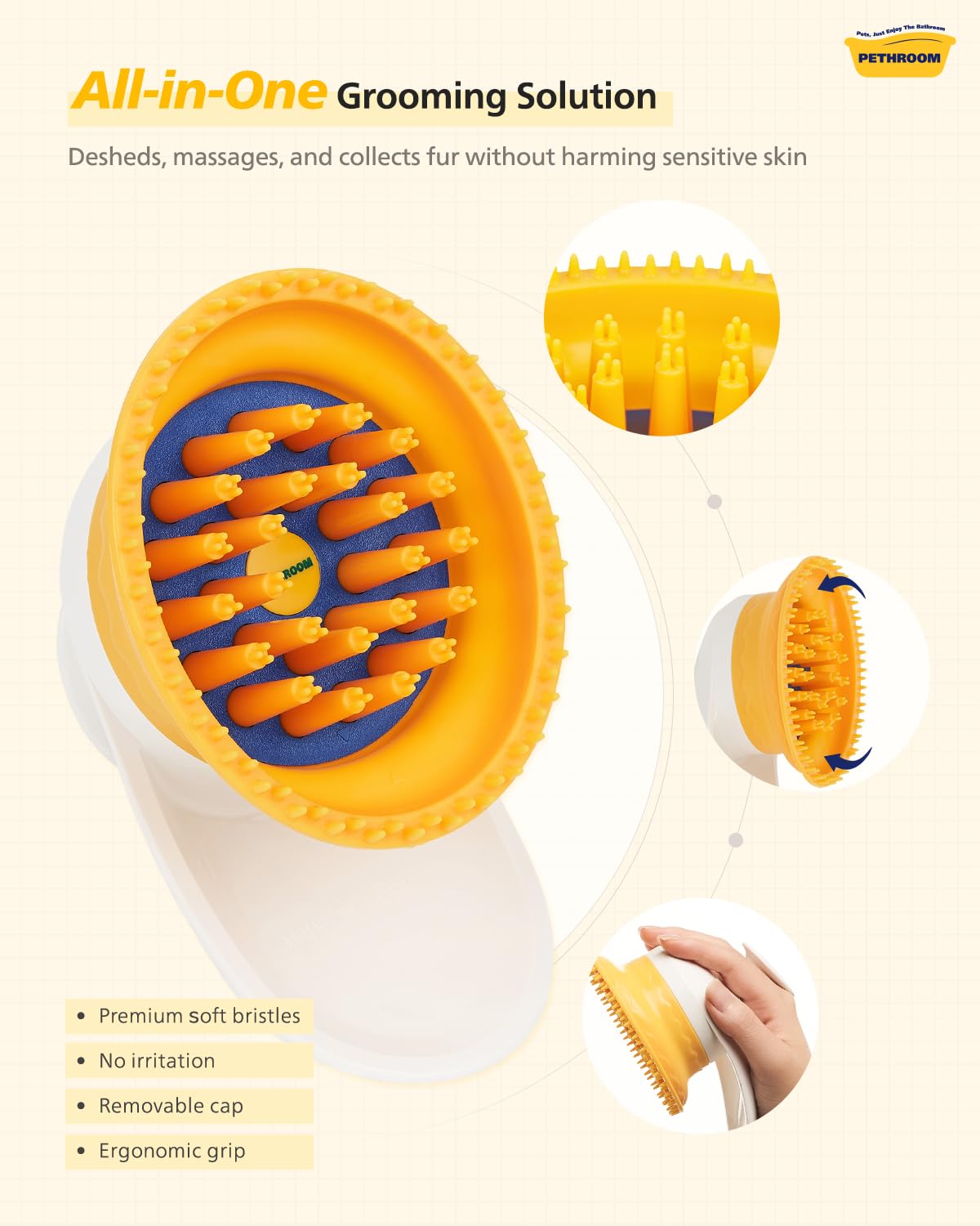 [PETHROOM] Cepillo curativo | Herramienta de aseo de silicona calmante | Cepillos suaves para gatos | Desenredante suave para perros