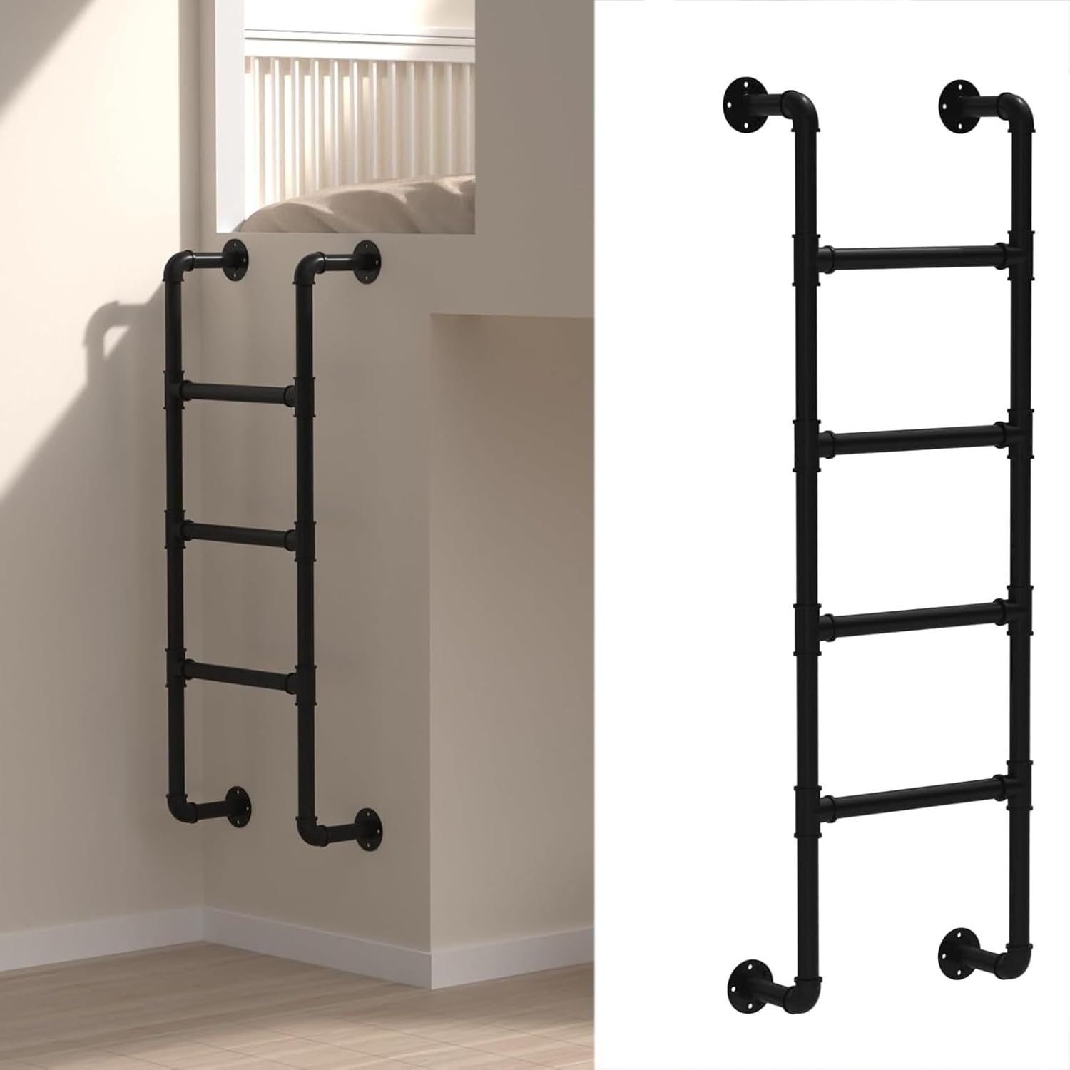 Basement Window Well Egress Ladder | 100cm-300cm Height Entrance Anti-Slip Fire Egress Ladder | Attic Bunk Bed Climb Ladder for Attic,Dorm,Library,Bunk Bed,Deck,RV - Customizable S