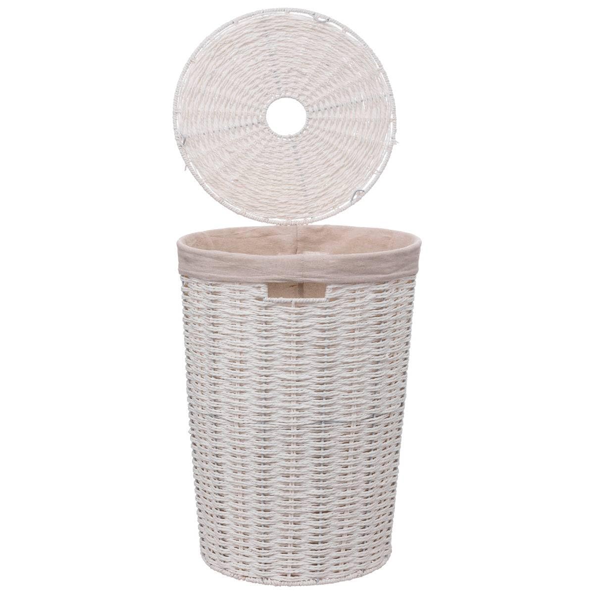 Five - Cesto portabiancheria in tessuto, altezza 58 cm, capacità 40 l, colore: Bianco