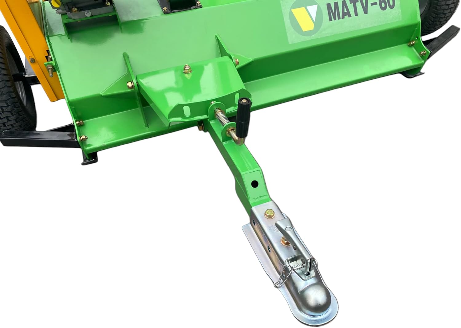 Tow hitch assembly of the Victory MATV-60 flail mower