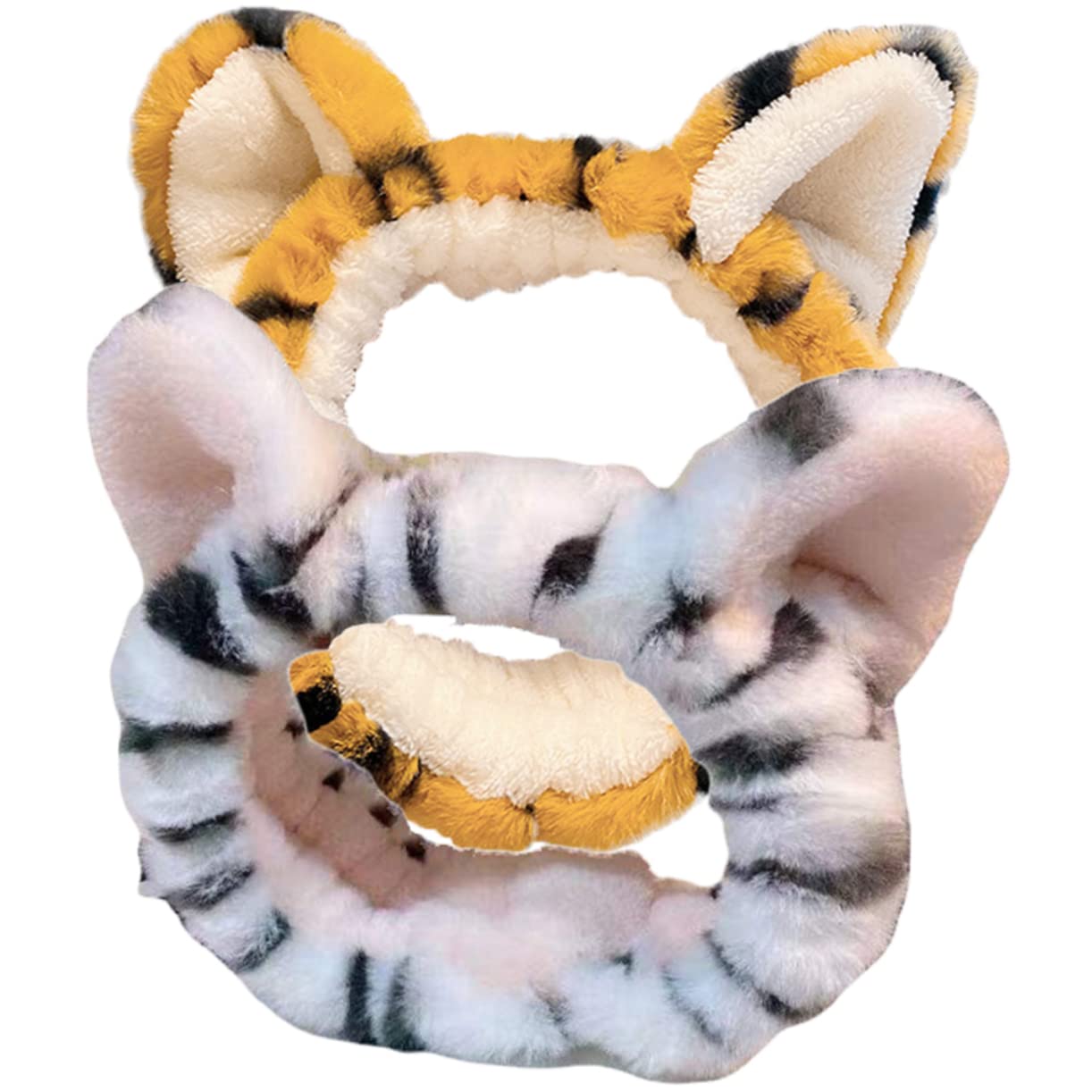FRCOLOR 8pezzi Fascia Elastico Per Peluche Orecchie Di Tigre Per Lavaggio Viso e Trucco Accessori Per Femminili