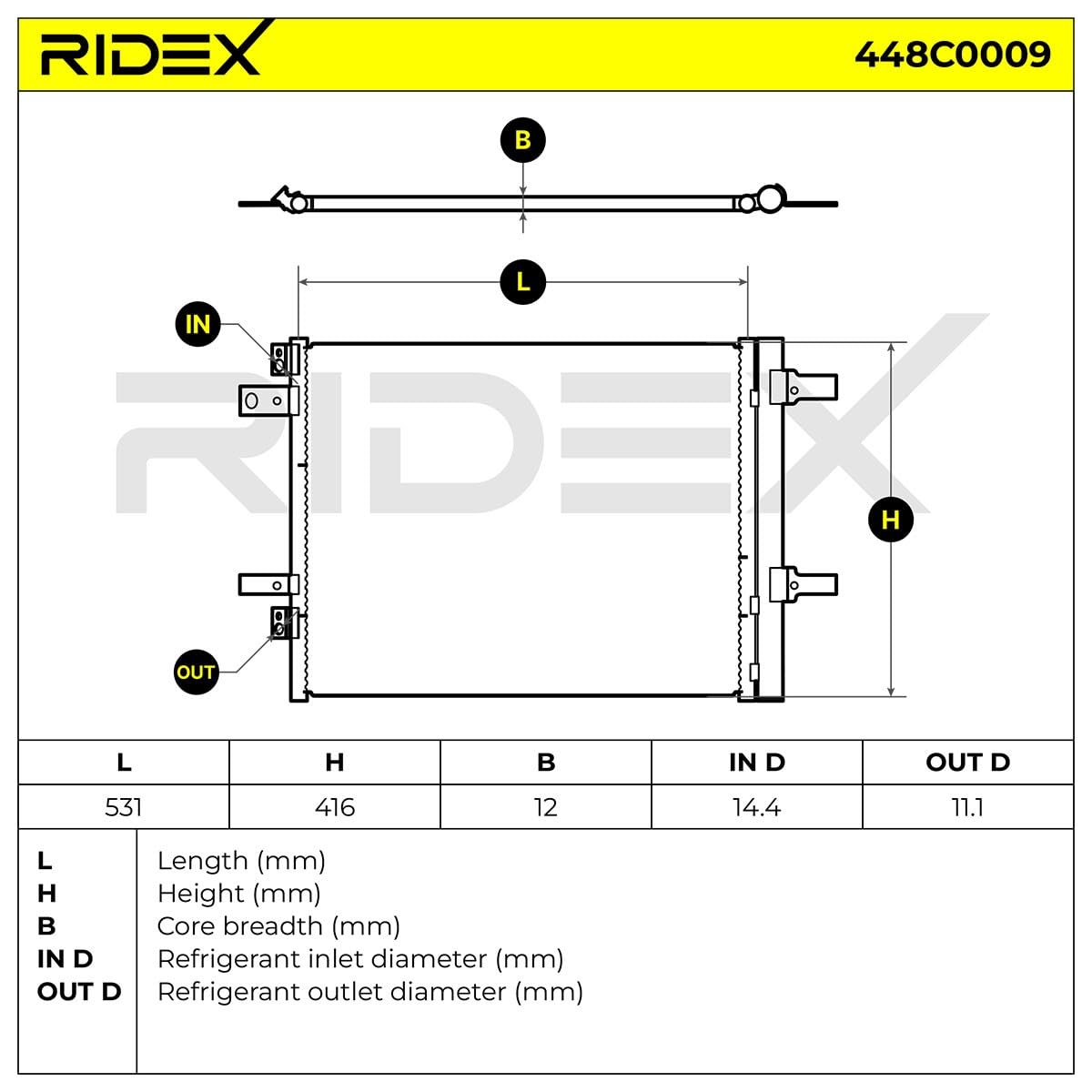 RIDEX 448C0009 Condensatore climatizzatore Compatibilità con OPEL ZAFIRA B A05
