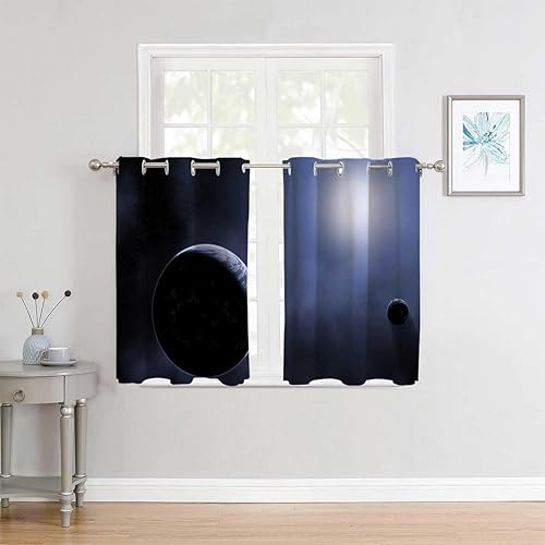 Miniatura 2 de Modern Curtains Universe Planet Doorway Curtain Rod Cortinas para Separar Cuartos 72Inch Width by 72Inch Length,2 Panels
