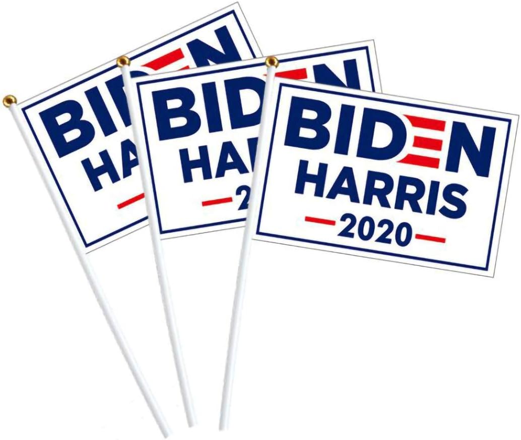 Biden Harris Flags - Support for Biden Harris with a Flag in Hand - Biden Harris Campaign Sign - 5.5"x8.3" with Handle