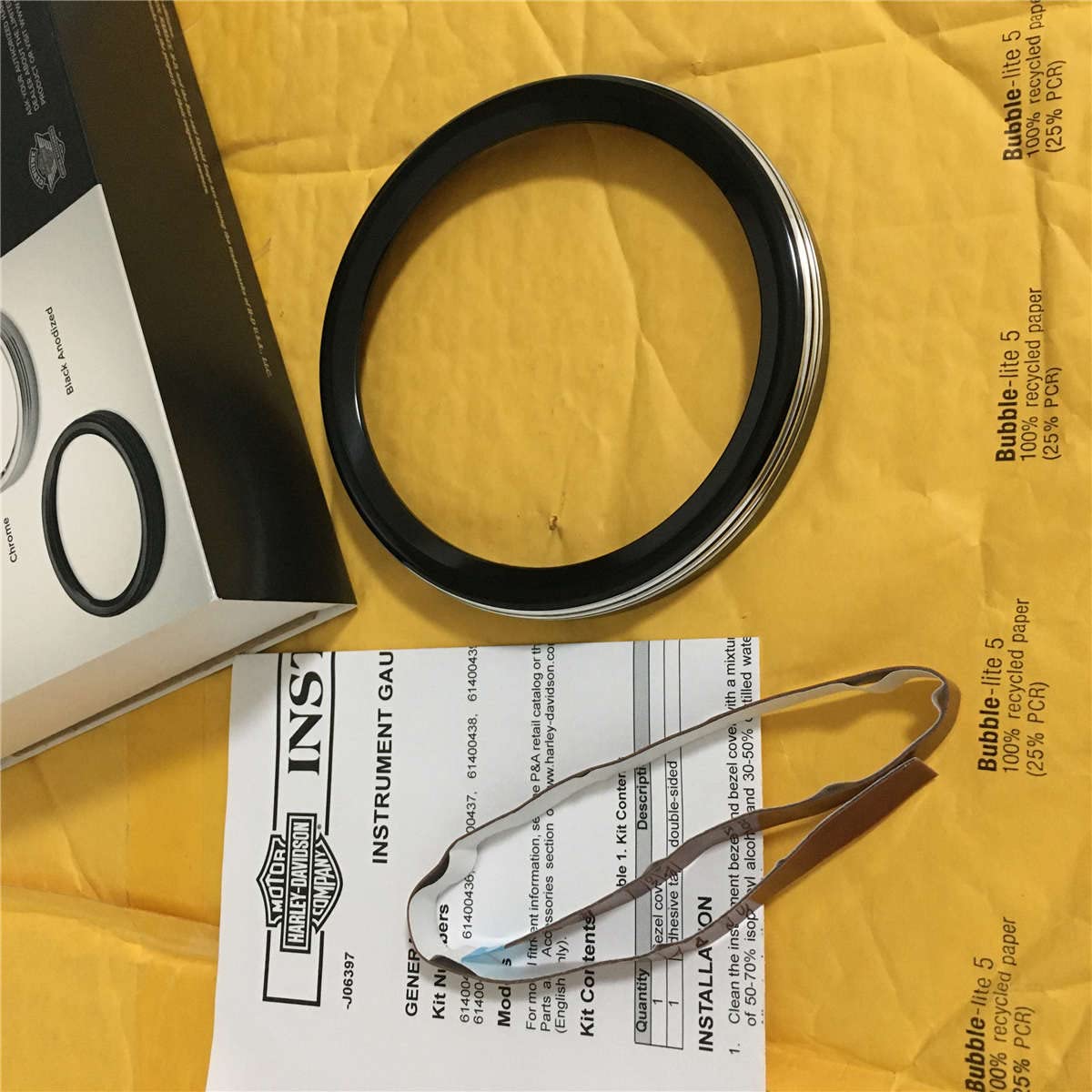 Defiance Tank Gauge Bezel for Harley-Davidson Replacement Gauges Machine Cut 5 inch Black