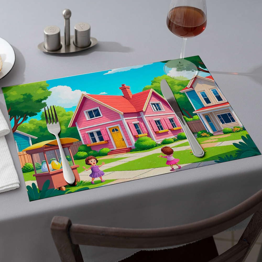 Sets de table fraise lot de 6 pour proteger la table avec une decoration rose