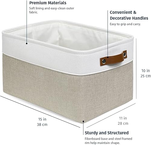 Miniatura 2 de OrganiHaus - Canastas de almacenamiento de tela para estantes y armarios, grandes, 15 x 11 pulgadas, organizadoras, para ropa blanca, paquete de 3,