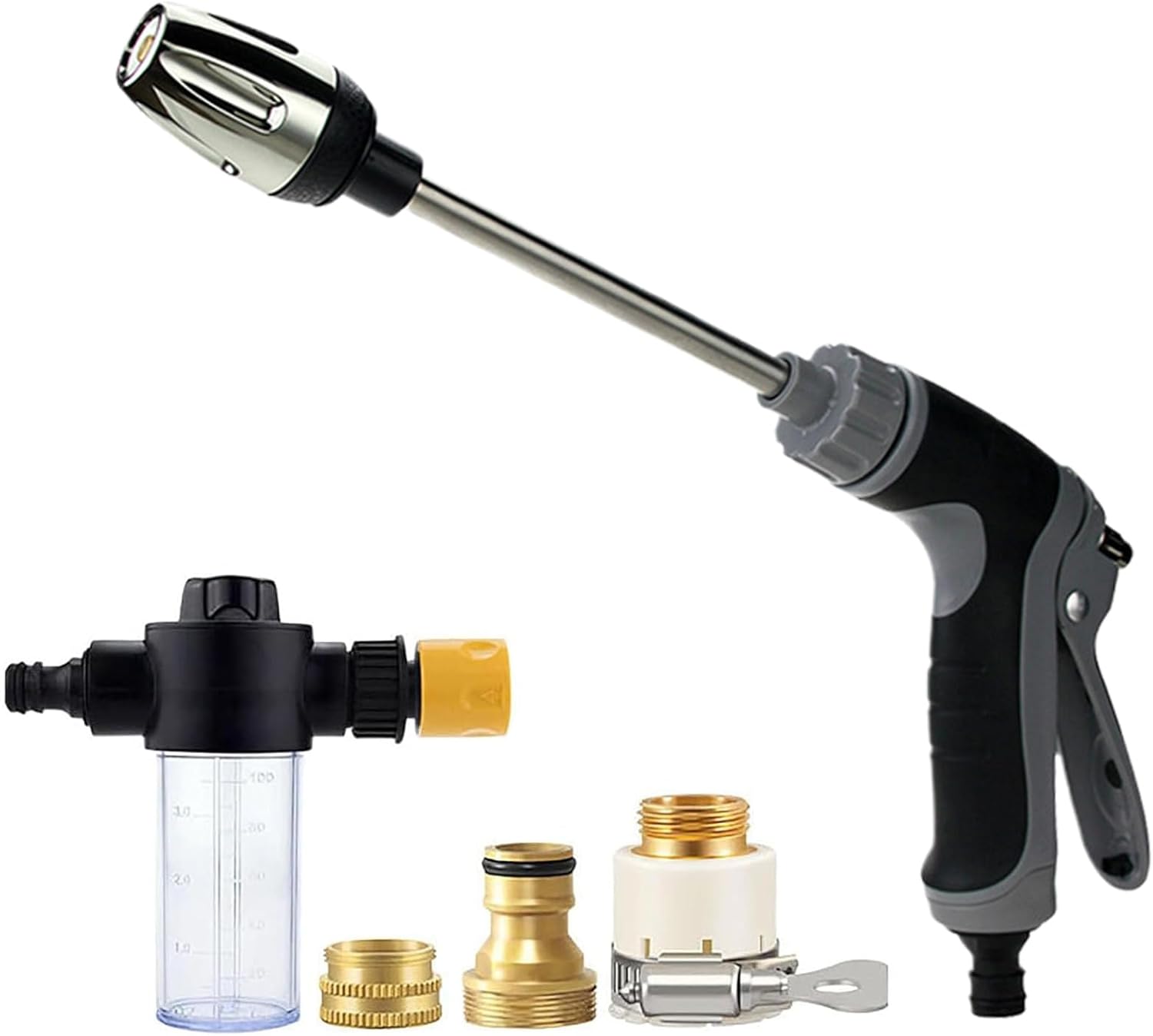 Aquasis Pressure Washer, 360° Rotating Nozzle with 3 Spray Modes, Handheld Powerful Outdoor Washer, Effortless Dirt & Stain Remover for Patio, Car & Garden Cleaning (1 Set + Foam Pot)