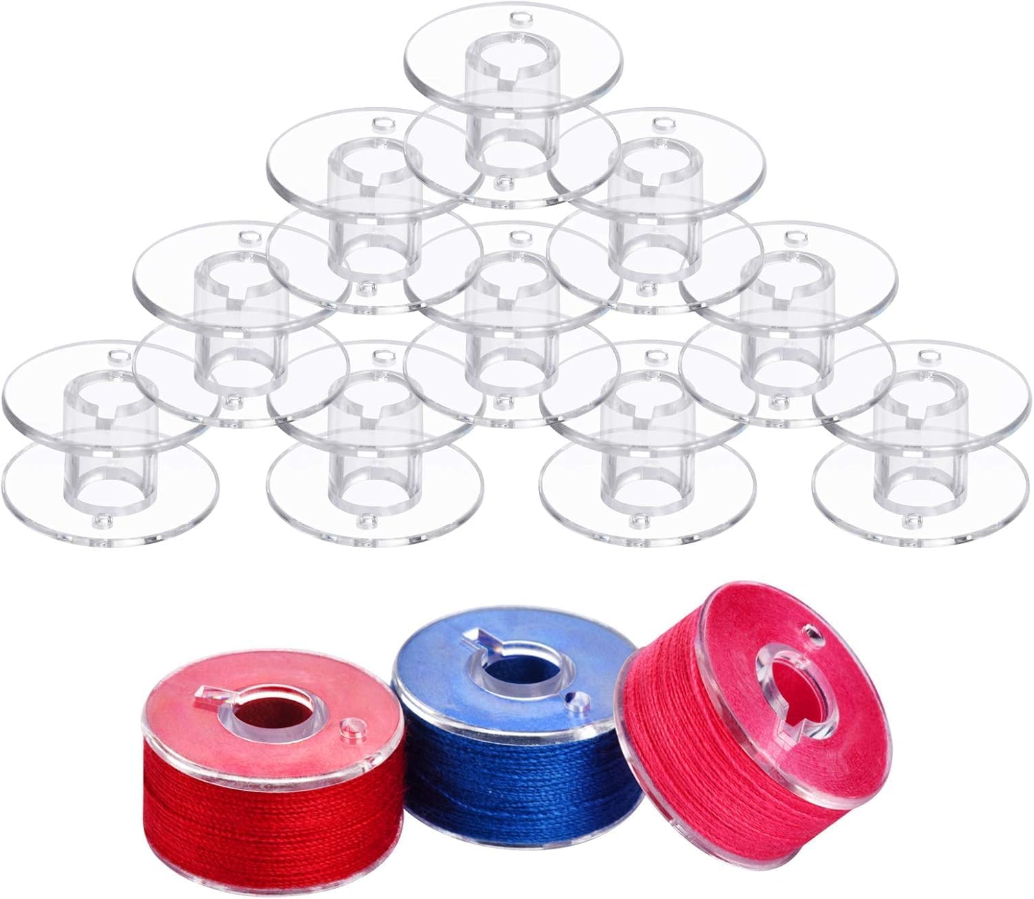 25pcs Sewing Machine Bobbins,Plastic Bobbins for Sewing Machine Universal Clear Bobbin with Bobbins Case Sewings Machine Accessories (25 PCS, Transparent) 2