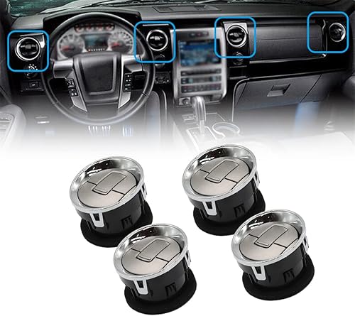 Miniatura 5 de Nakkaa Juego de 4 piezas de lumbrera delantera interior para salpicadero, calentador de CA, cromado, compatible con 2009-2014 150 9L3Z-19893-CA