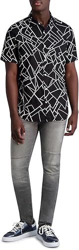 Miniatura 2 de KARL LAGERFELD Mens Geometric Print Short Sleeve Shirt