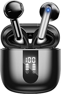 Ecouteurs Bluetooth sans Fil, Écouteurs sans Fil Bluetooth 5.4, 6 Micro ENC Anti Bruit, Basses Puissantes, 60H de Lecture, étanchéité IP5, Oreillette pour iphone Android (Noir Profond)