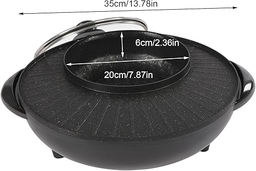 Miniatura 7 de Olla caliente con parrilla 2 en 1, parrilla coreana multifuncional sin humo, combo de parrilla eléctrica para interiores, capacidad para 3-5