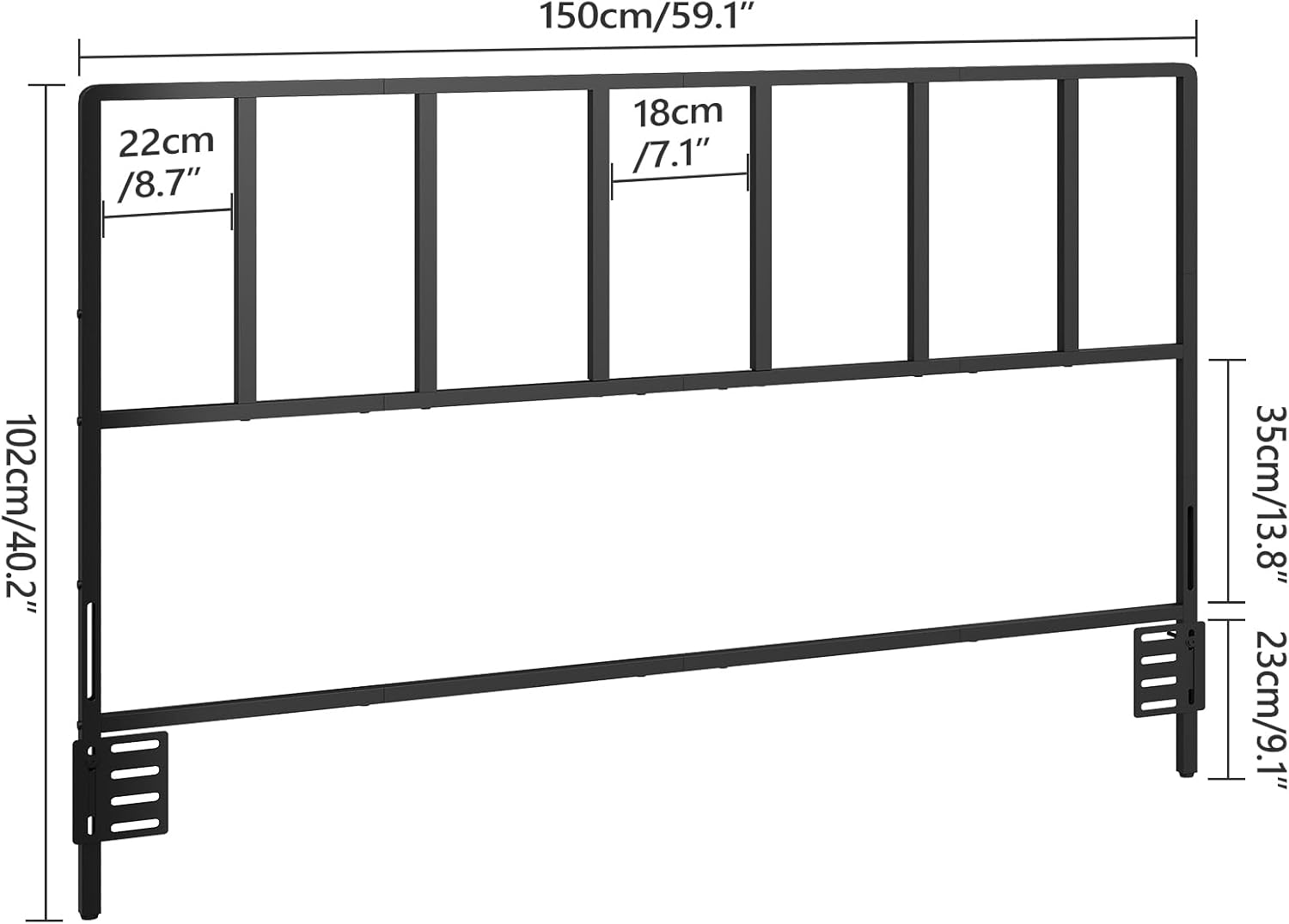 Headboard Queen Size, Metal Headboards with Universal Adapters, Adjustable Height, Modern Head Board Queen Size Only for Bedroom, Black