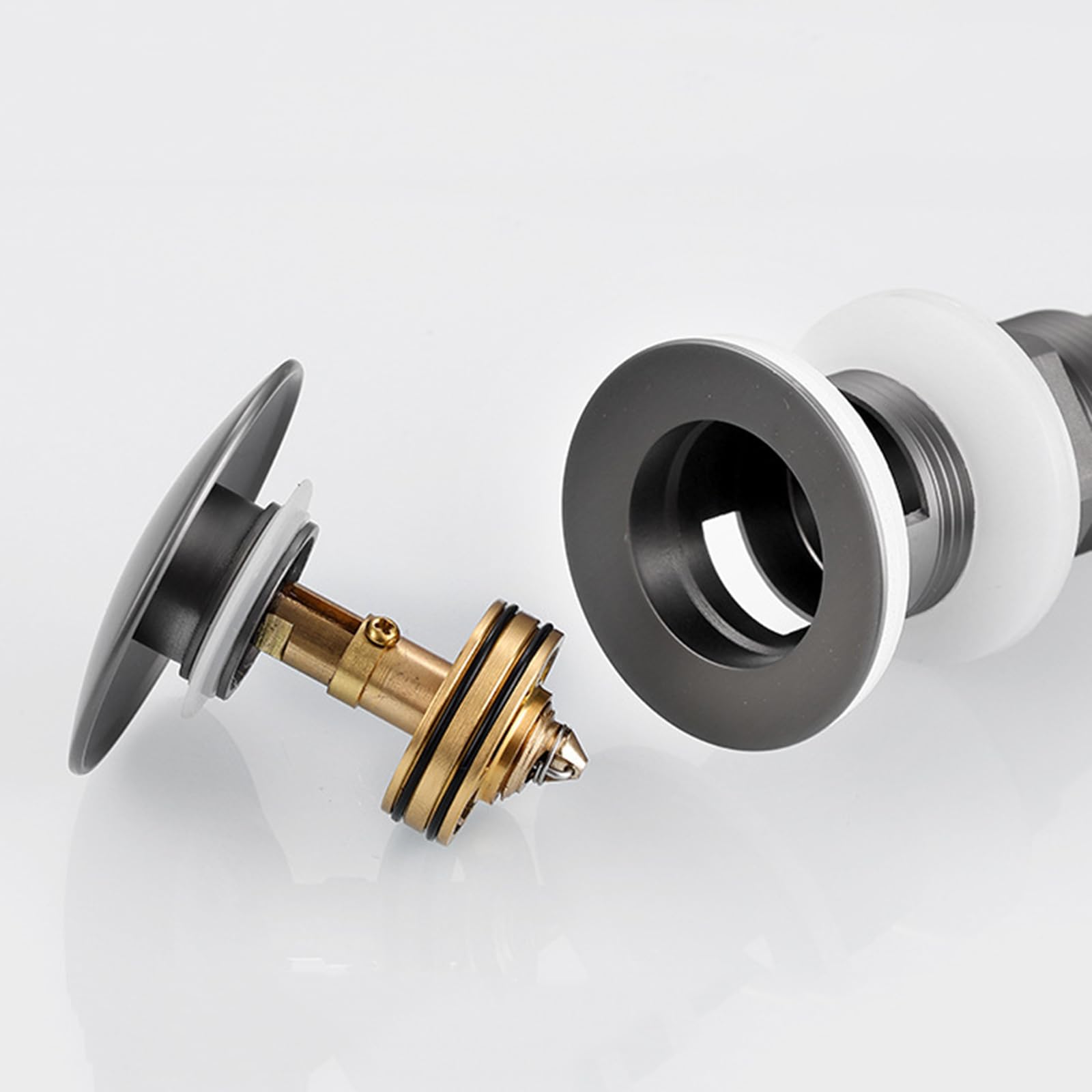 Piletta Lavandino Bagno Grigio Canna Di Fucile Piletta Click Clack Universale Piletta Lavabo Bagno Pop Up Scarico A Scomparsa Interamente In Rame, grigio Canna Di Fucile, Ci Sono Dei Buchi