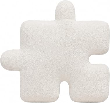 Puzzle-Shaped Plush Cushion, Soft Memory Foam Filling, Cozy Floor Pillow, Decorative Seating Pad for Home & Office White