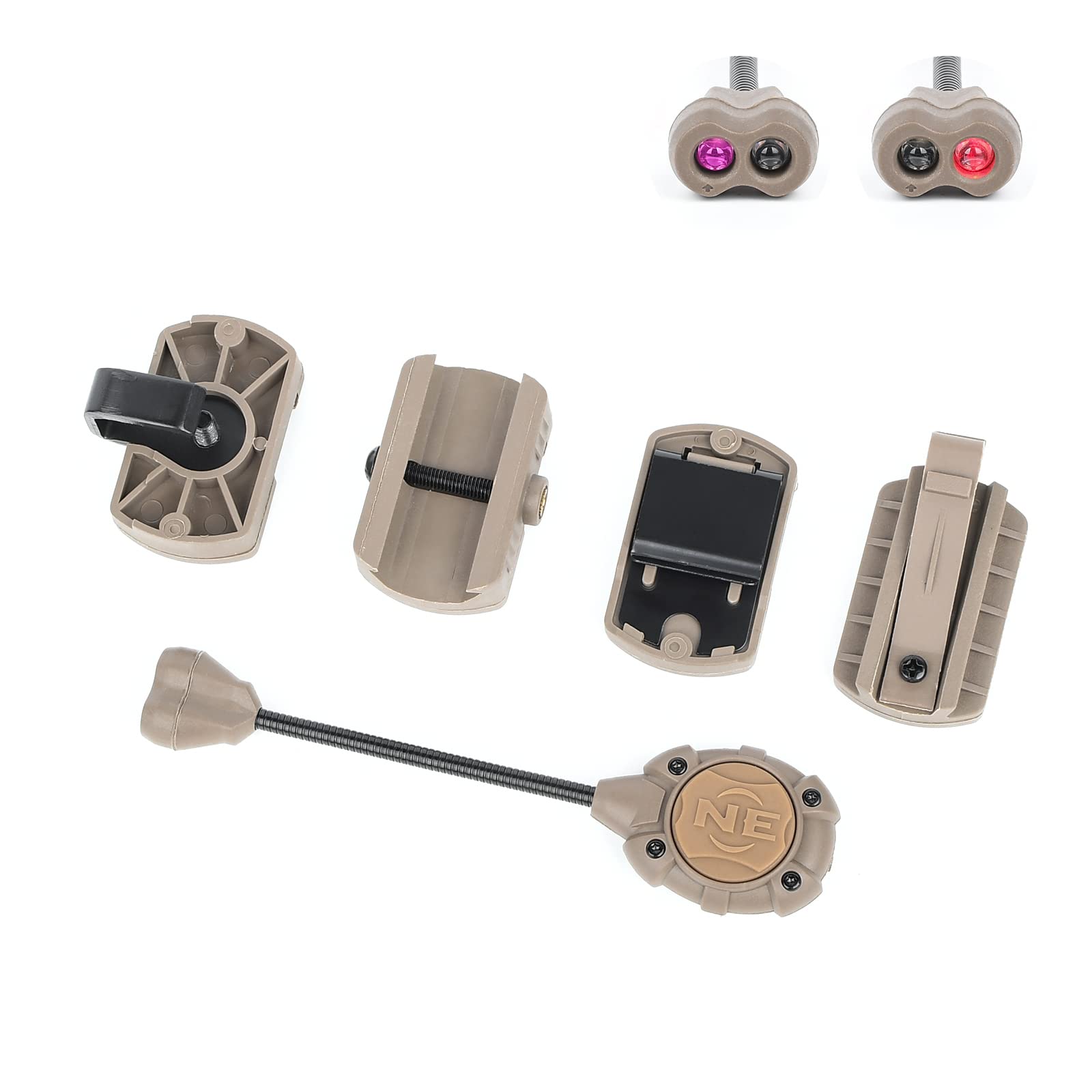 rdzzwxw Tactical Helmet Light with IR + Red LED Task Lamp, Survival Signal Light Helmet Accessories Mount for Mich Fast Helmet Molle System 20mm