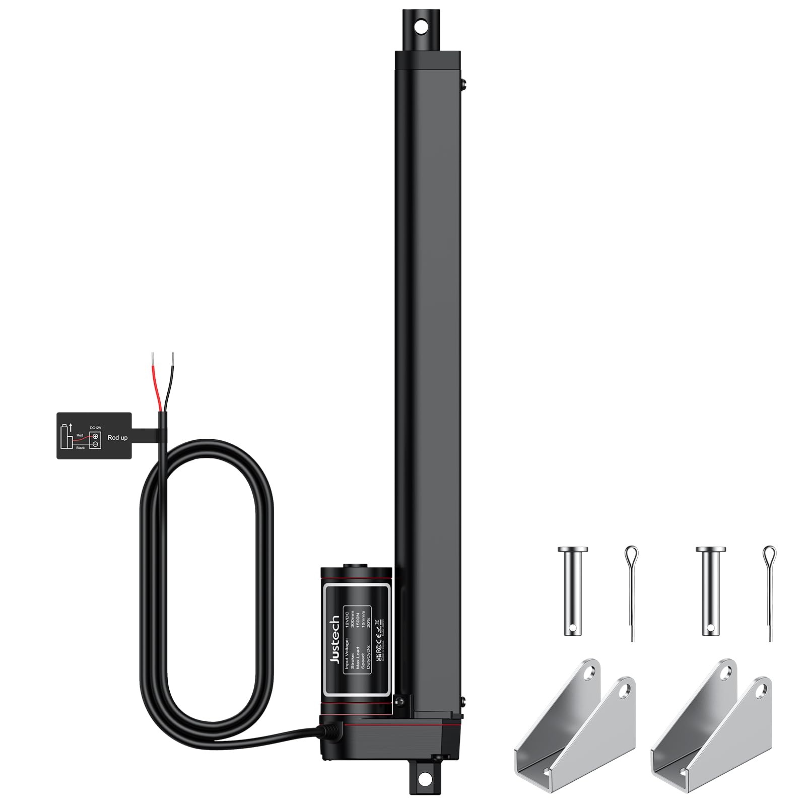 Justech Linear Actuator 300mm 1500N IP65 12V DC Motor