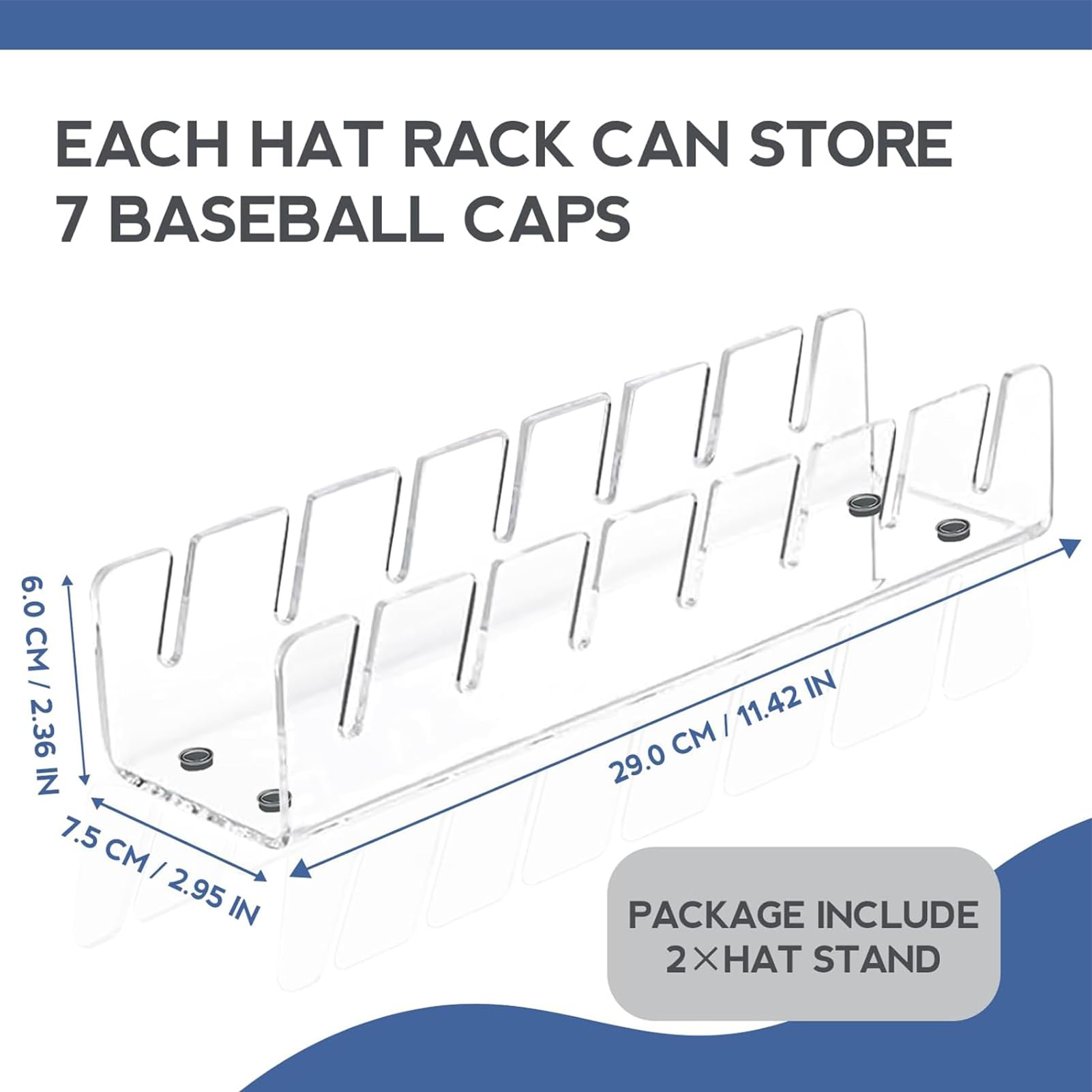 Supporto Per Cappelli In Acrilico - Organizer Da Tavolo Per 7 Cappelli Da Baseball - Foto 6