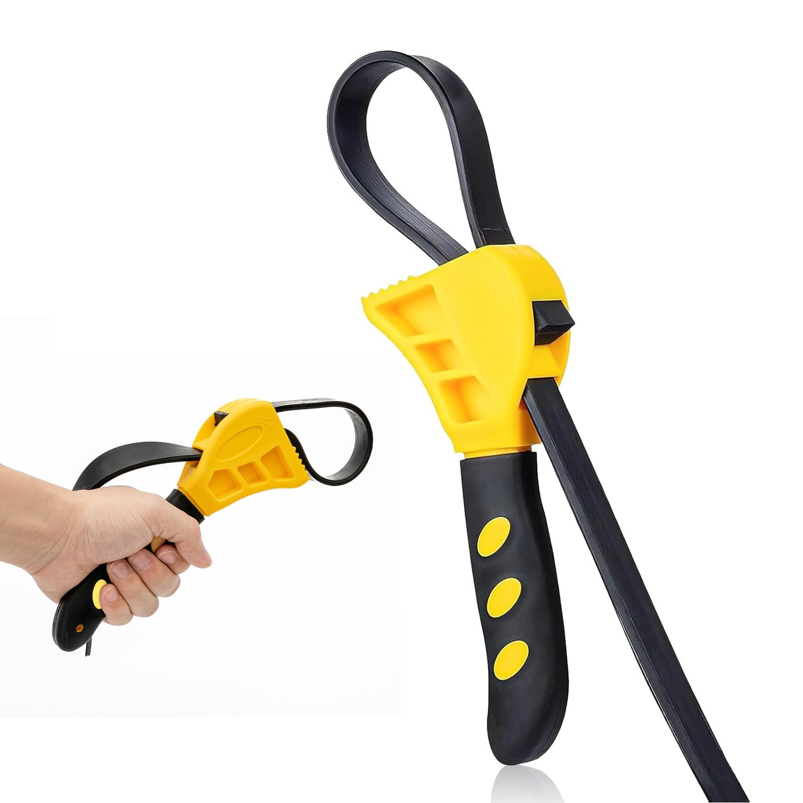 Rubber Strap Wrench for Plumbing Tools Jar Opener, Multi-Purpose Adjustable Pipe Wrench, Small & Non-Slip Strap Grip