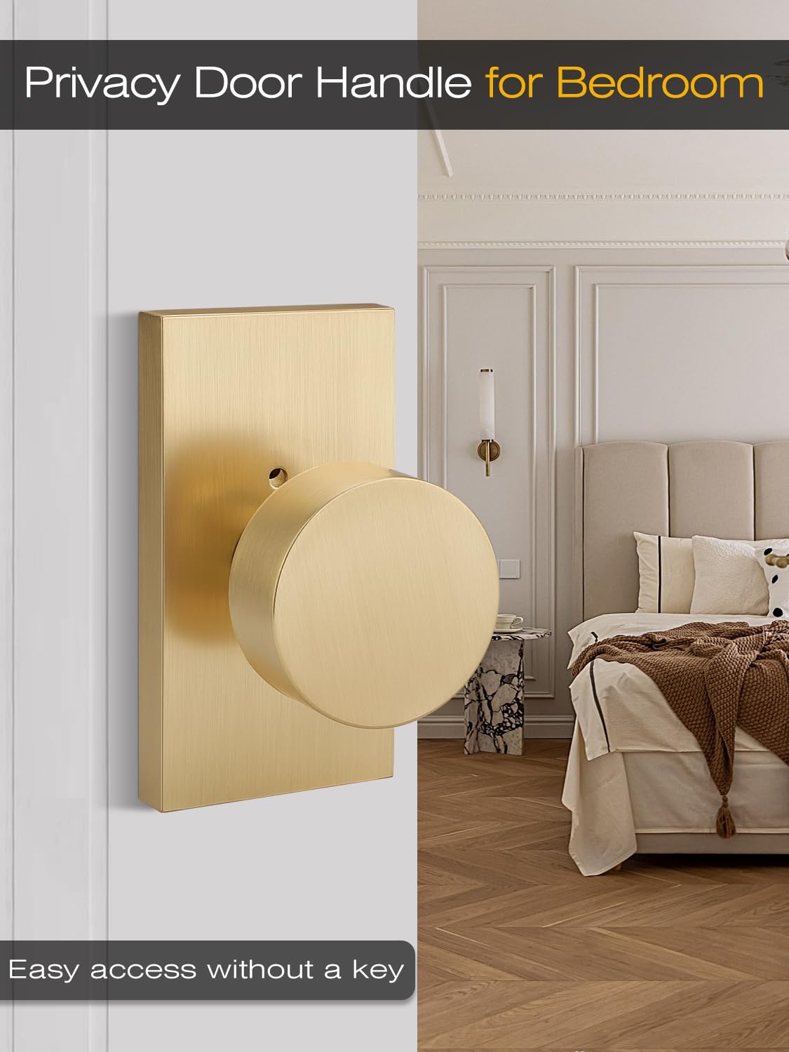 Satin Brass Privacy Door Knob - Keyless Entry -3 Satin Brass Privacy Door Knob - Keyless Entry -3