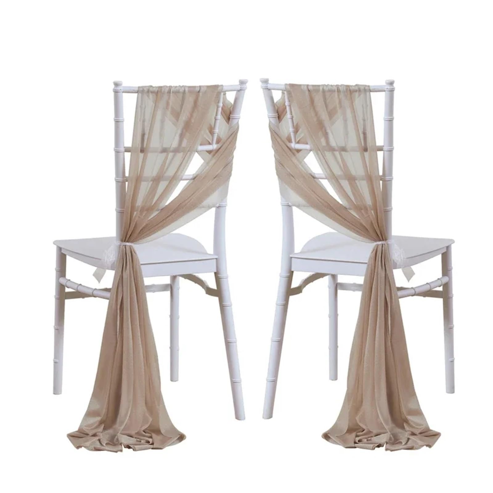 Stuhlschleifen 24 Stück 17x250cm Grün Chiffon Stuhlschärpen 12er Set Schärpen Hochzeit Stuhlhussen Band Party Gang Stuhl Dekor(DarK champagne)
