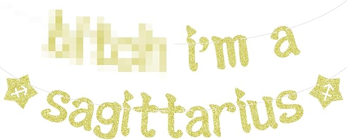 I'm a Sagittarius Banner, Sagittarius Birthday Bunt Sign, Sagittarius Season, 12 Zodiac Constellations Birthday Party Decorations Gold Glitter