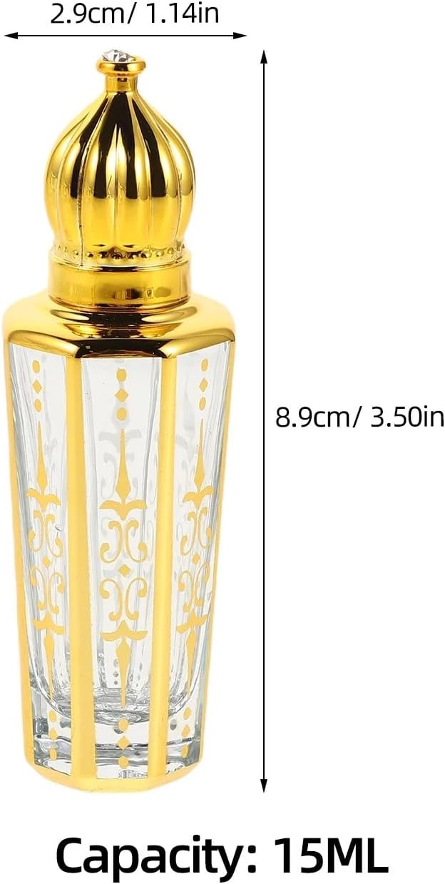 6Pcs 15ml Refillable Glass Roll on Bottles Perfume Roller Bottles for Aromatherapy Oils (Golden)