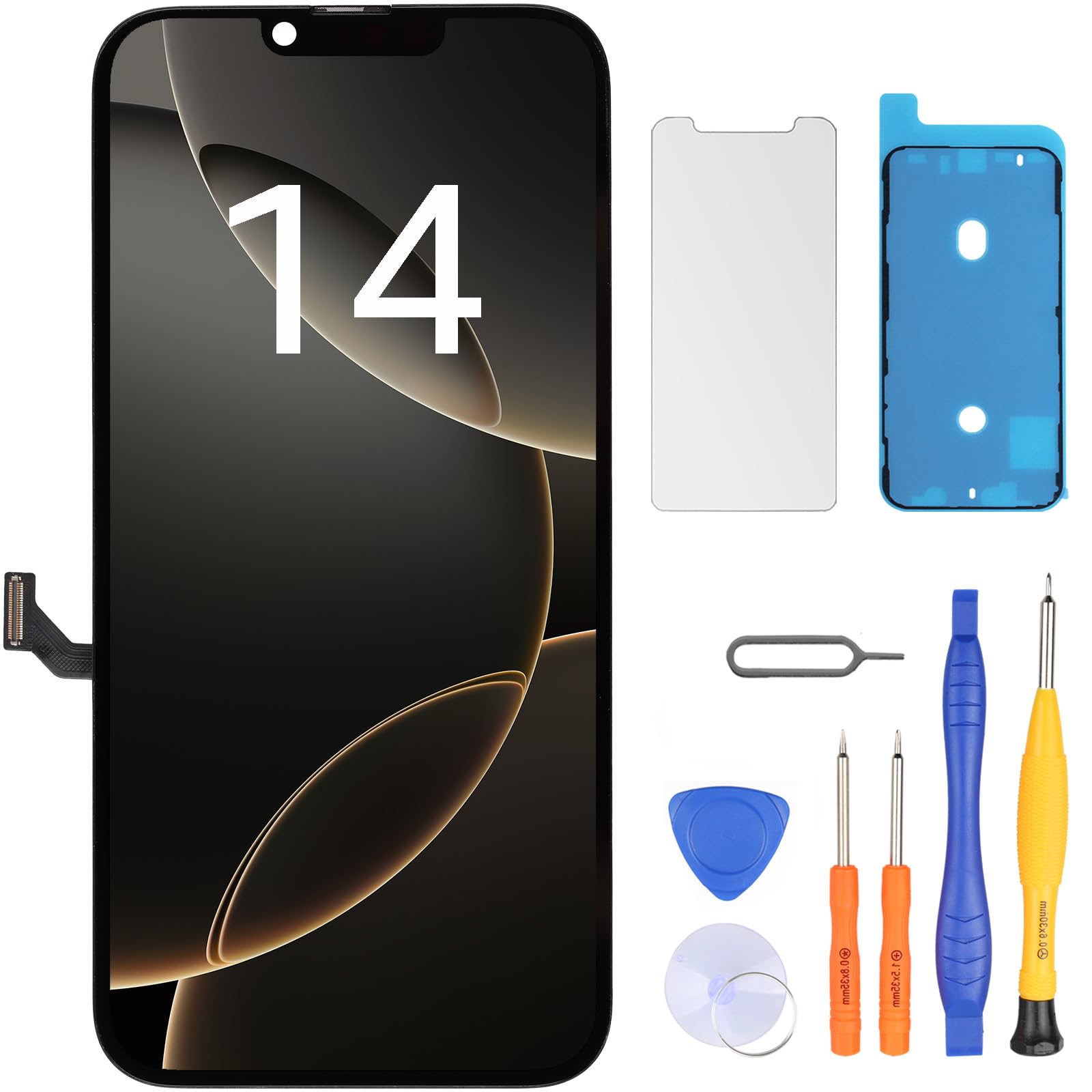 LL TRADER Schermo per iPhone 14, 6.1" FHD Touch Screen di Ricambio per iPhone 14 LCD Digitizer con Strumento di Riparazione U01