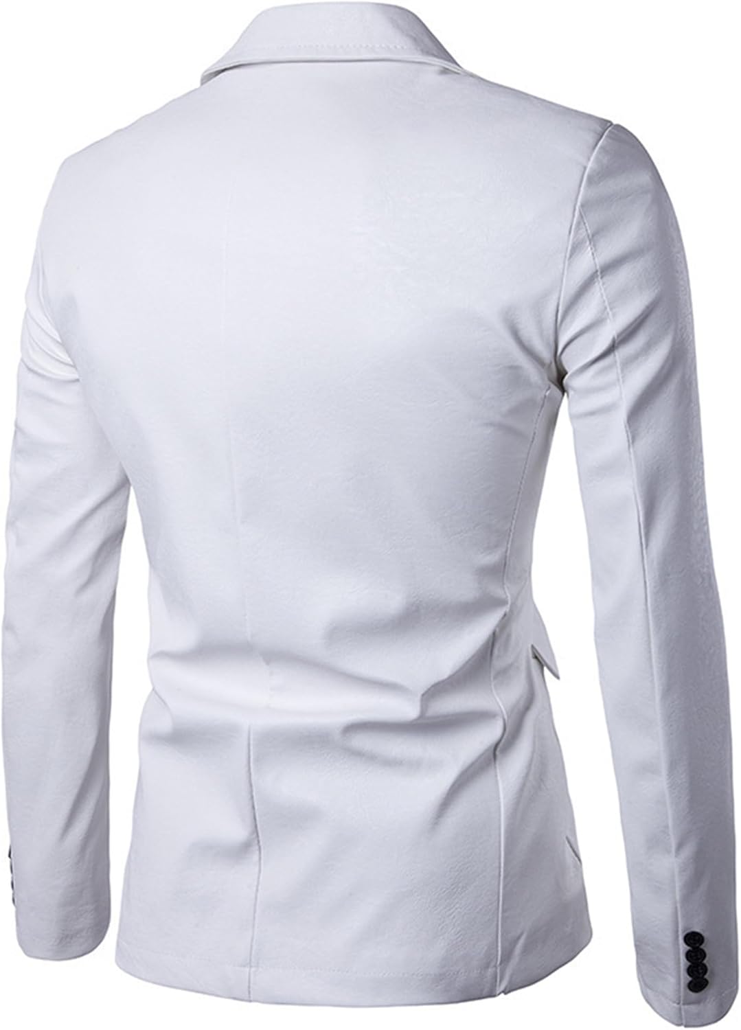 JEsilunmaMY Mens Slim Fit Leather Blazer Jacket Notch Lapel One Button Suit Jacket Fashion Dress Coat for Wedding Prom